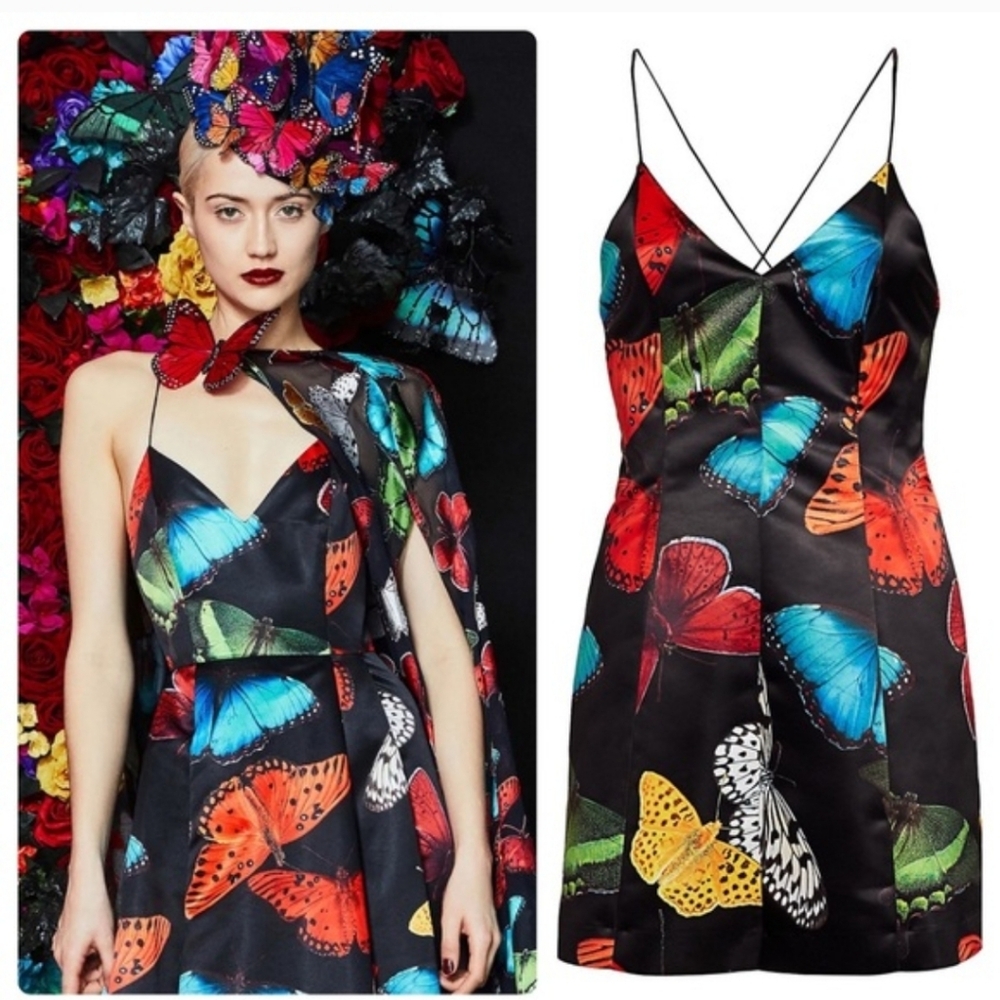 Alice + Olivia Tayla Butterfly Print Minidress Size 12